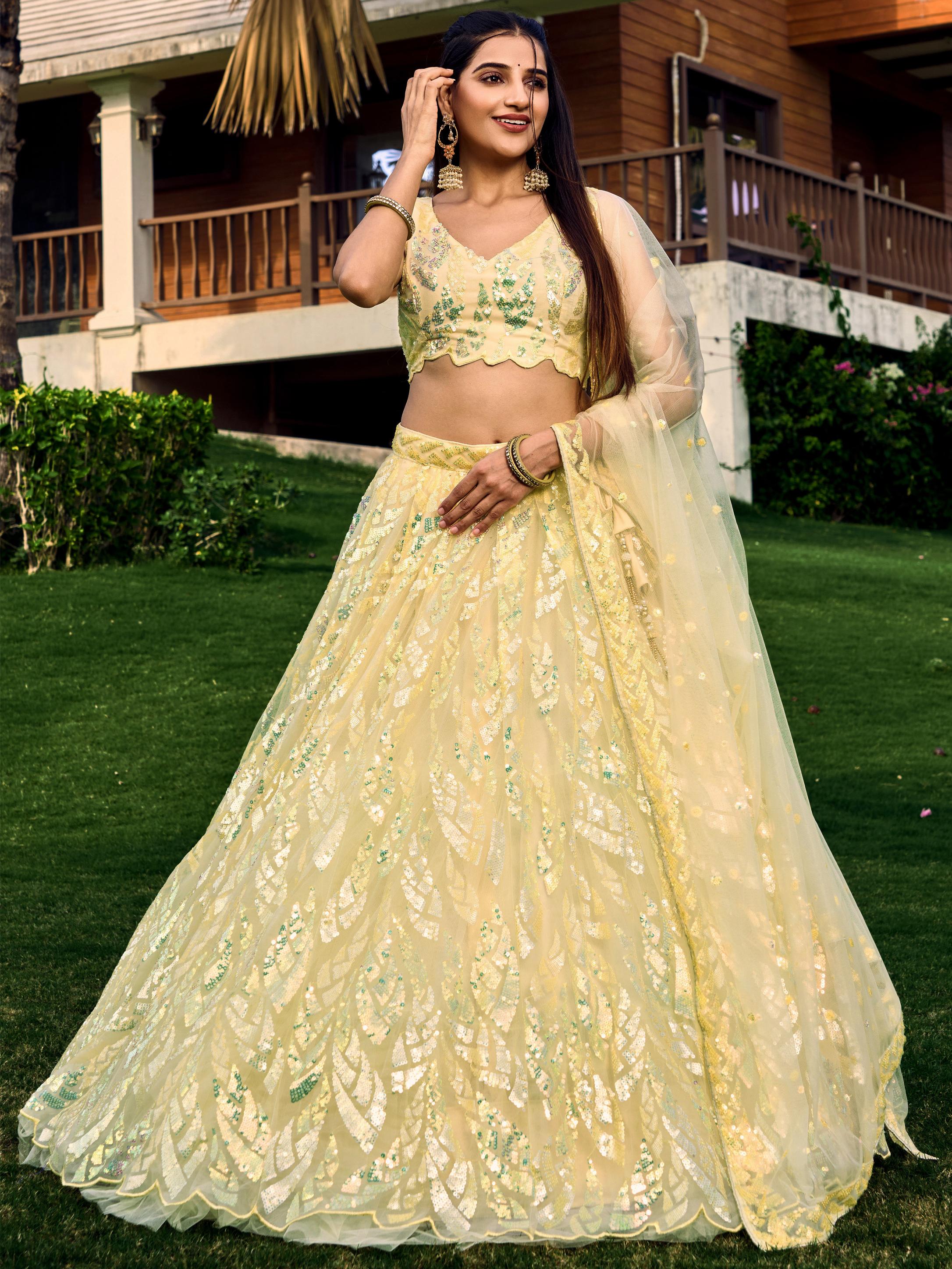 Yellow Soft Net Lehenga Choli