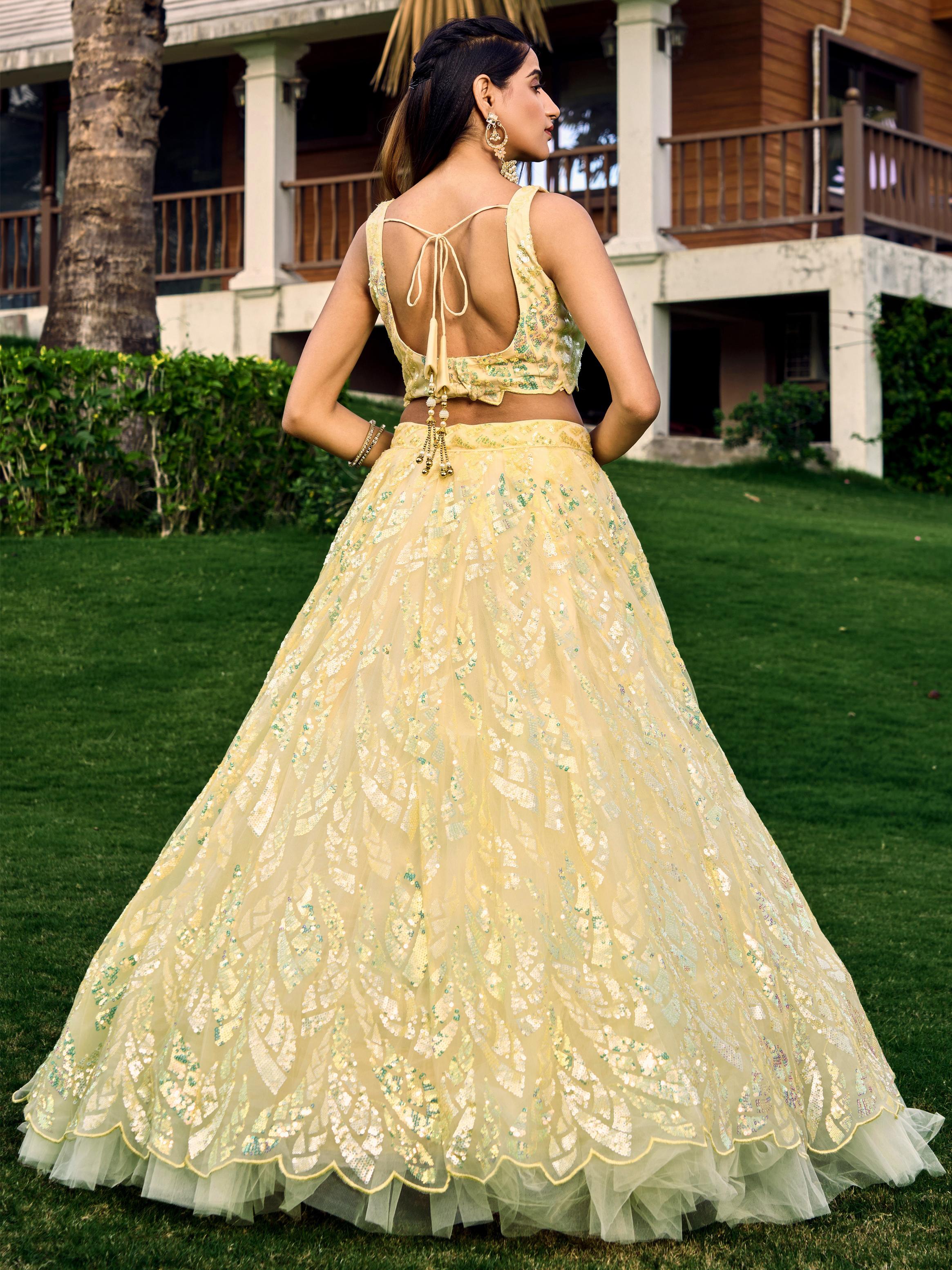 Yellow Soft Net Lehenga Choli — alternate view