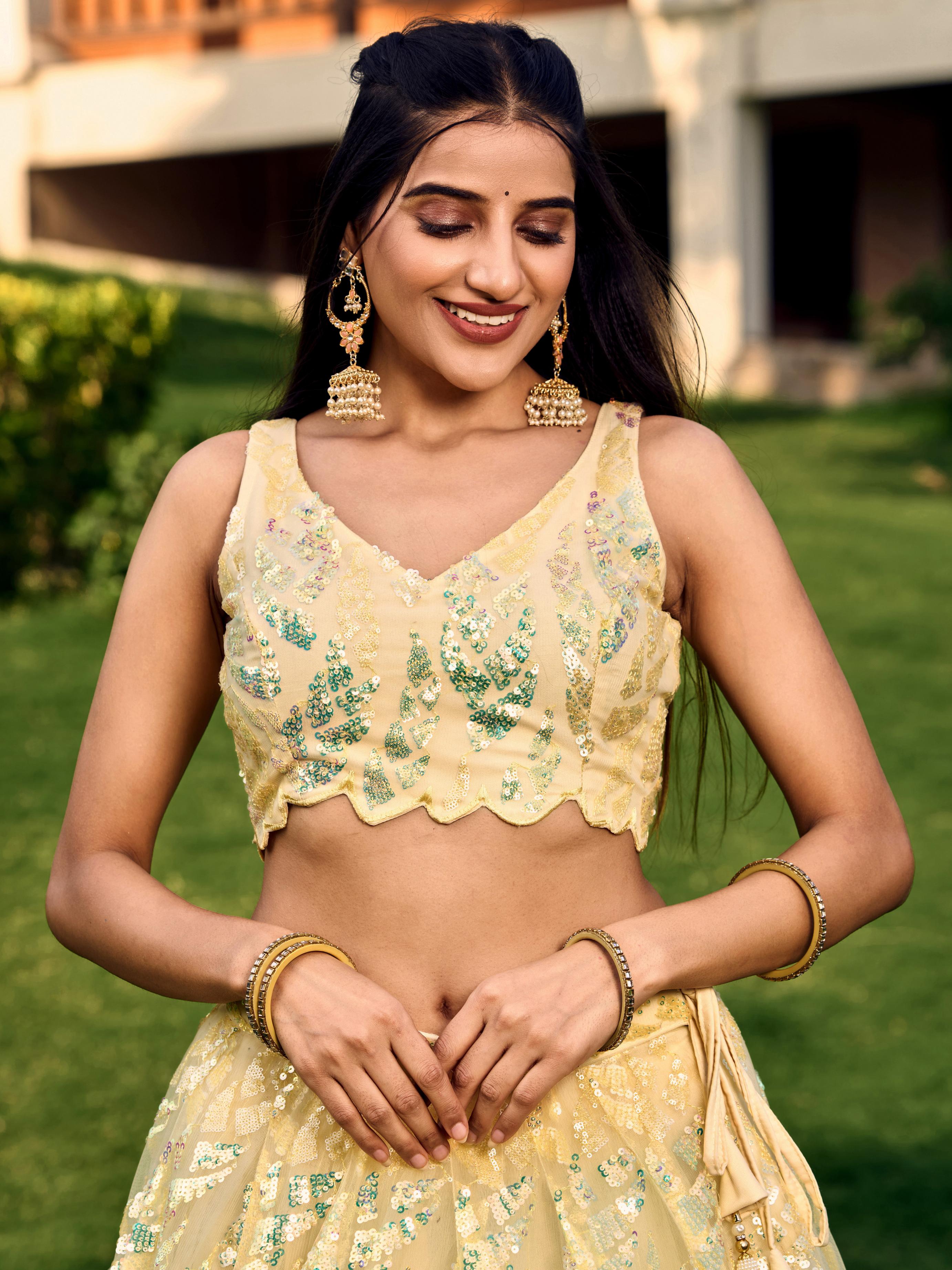 Yellow Soft Net Lehenga Choli