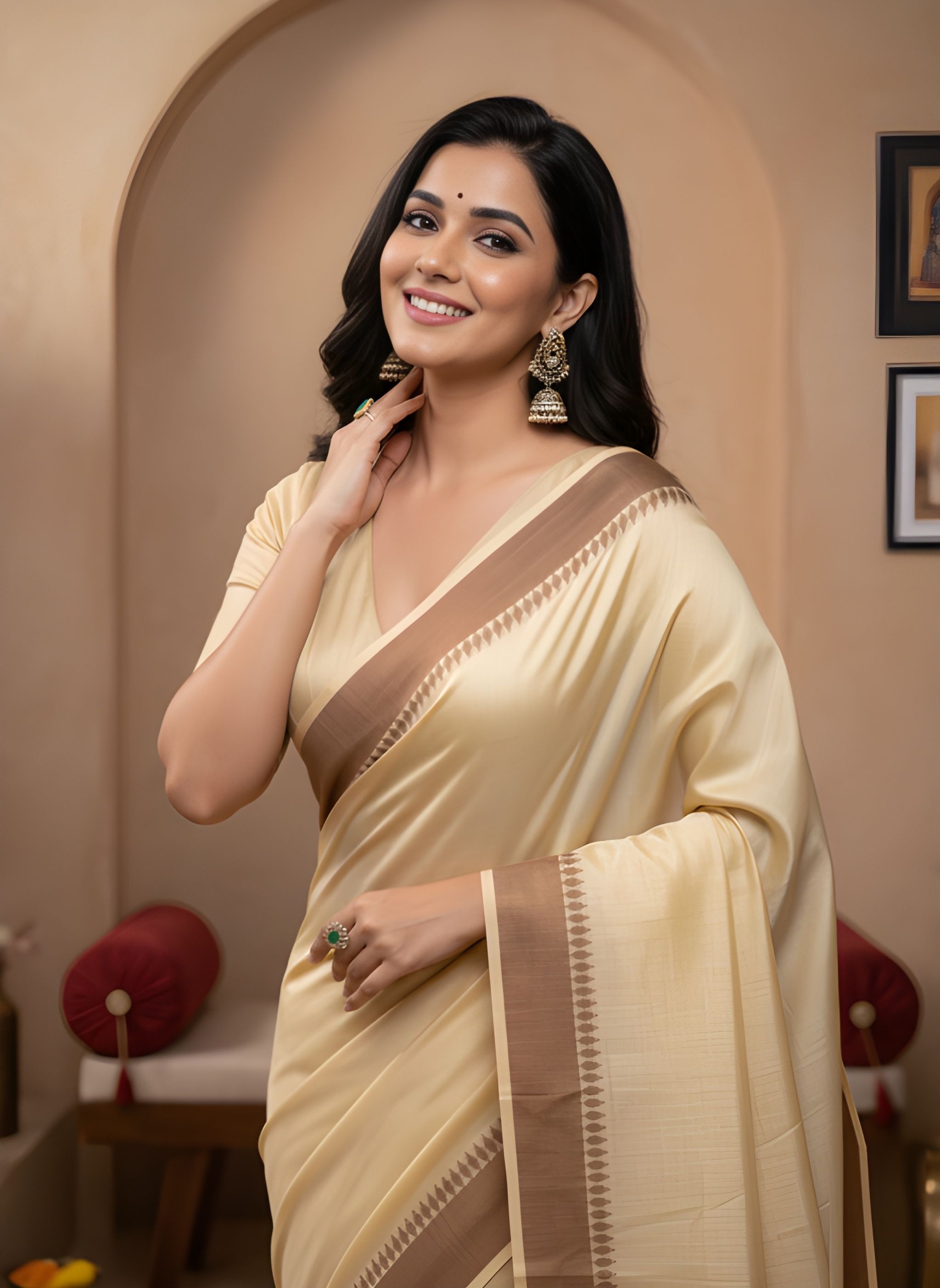 Yellow Solid Woven Manipuri Kalam Saree