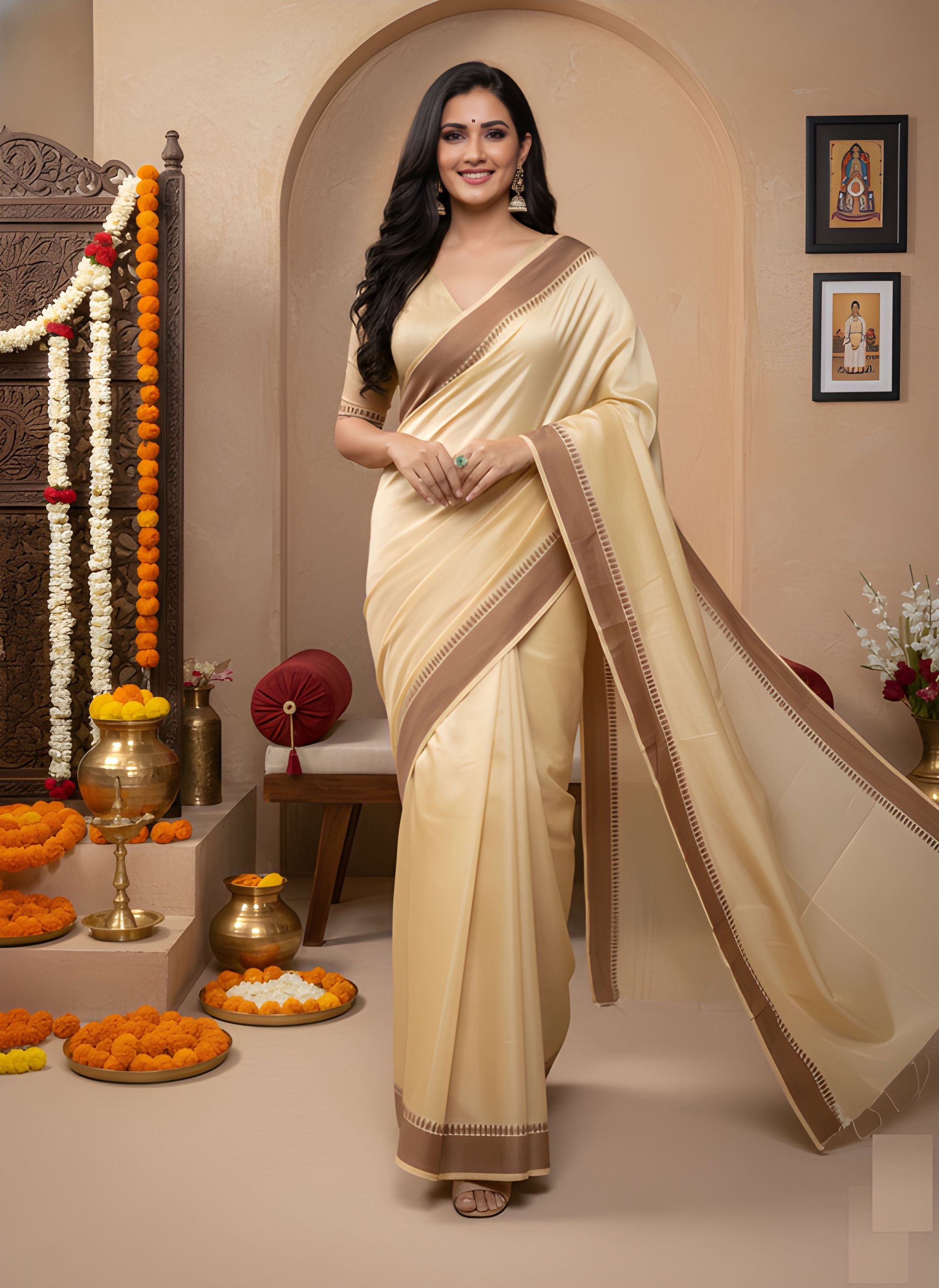 Yellow Solid Woven Manipuri Kalam Saree