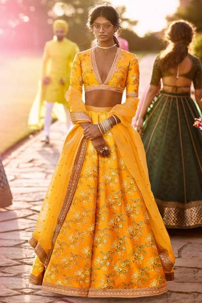 Yellow Thai Silk Lehenga Choli