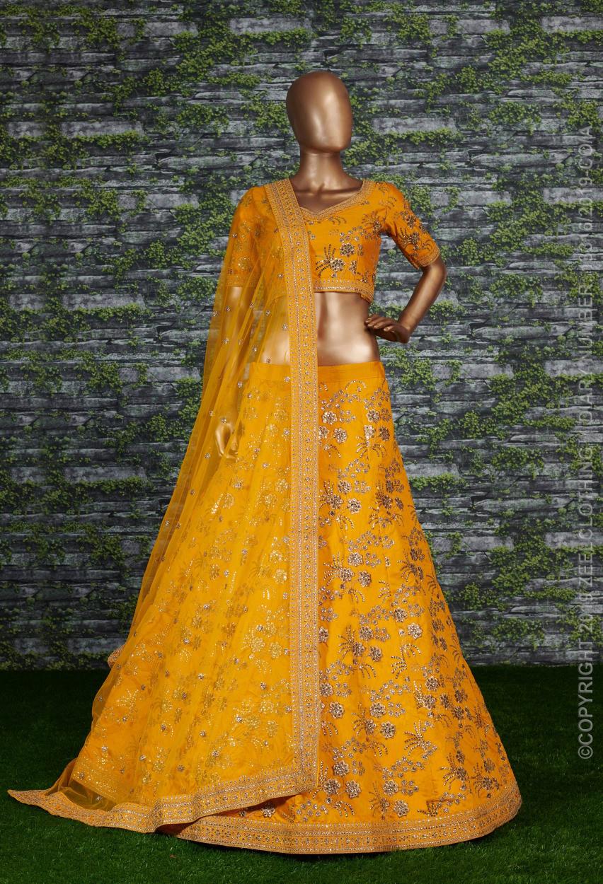 Yellow Thai Silk Lehenga Choli — alternate view