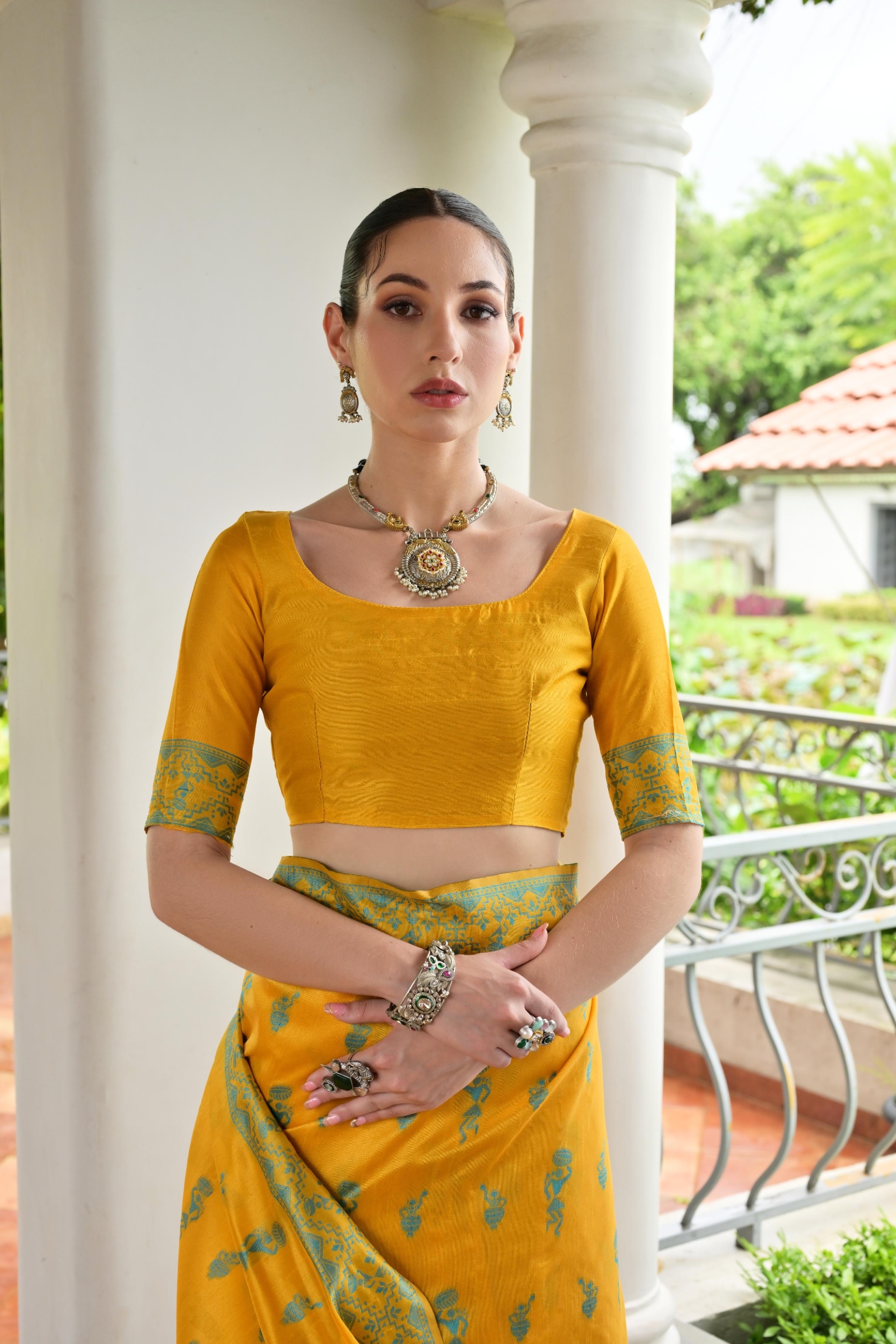Yellow Warli Woven Banglori Silk Saree
