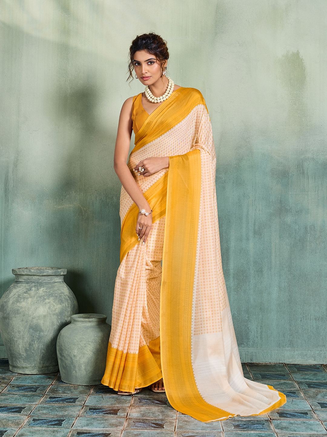 Yellow Woven Butti Soft Silk Saree