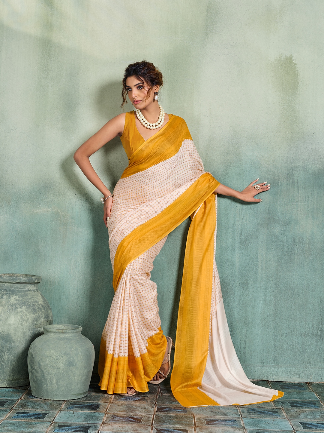 Yellow Woven Butti Soft Silk Saree