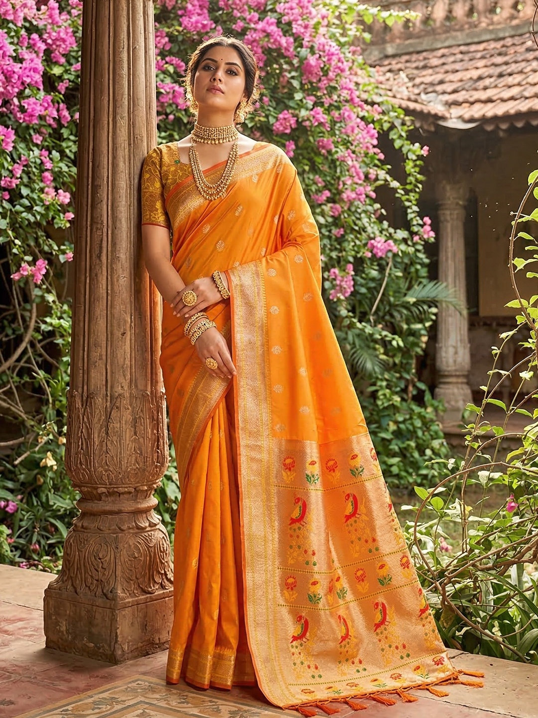 Yellow Woven Soft Silk Saree