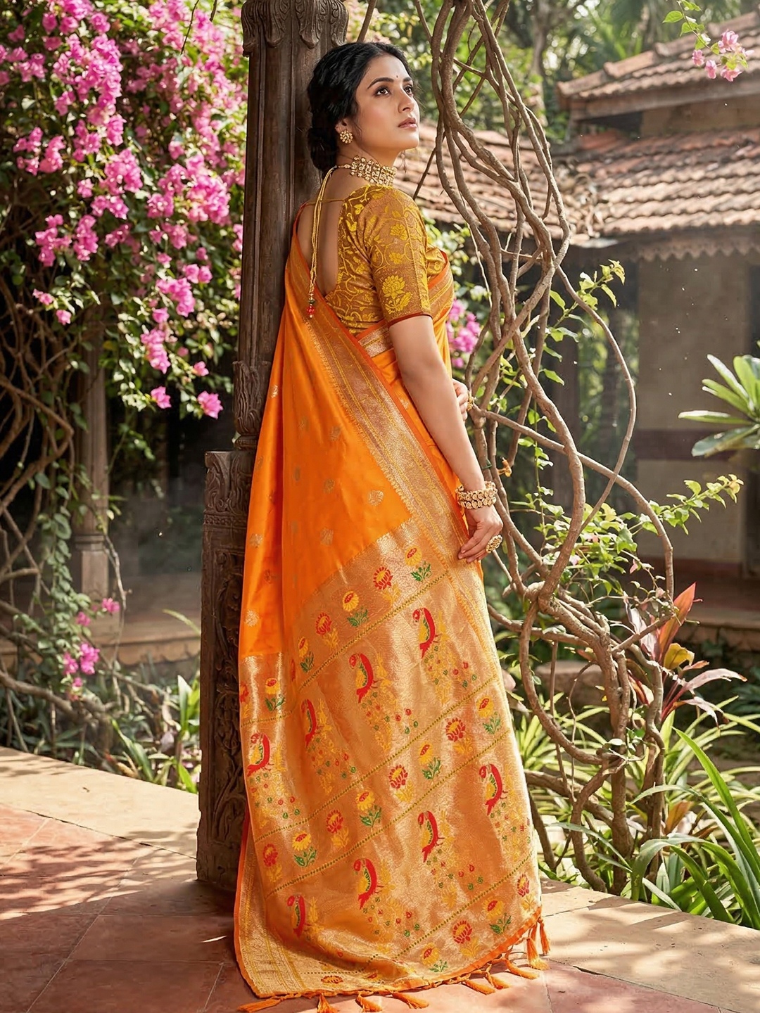 Yellow Woven Soft Silk Saree — alternate view