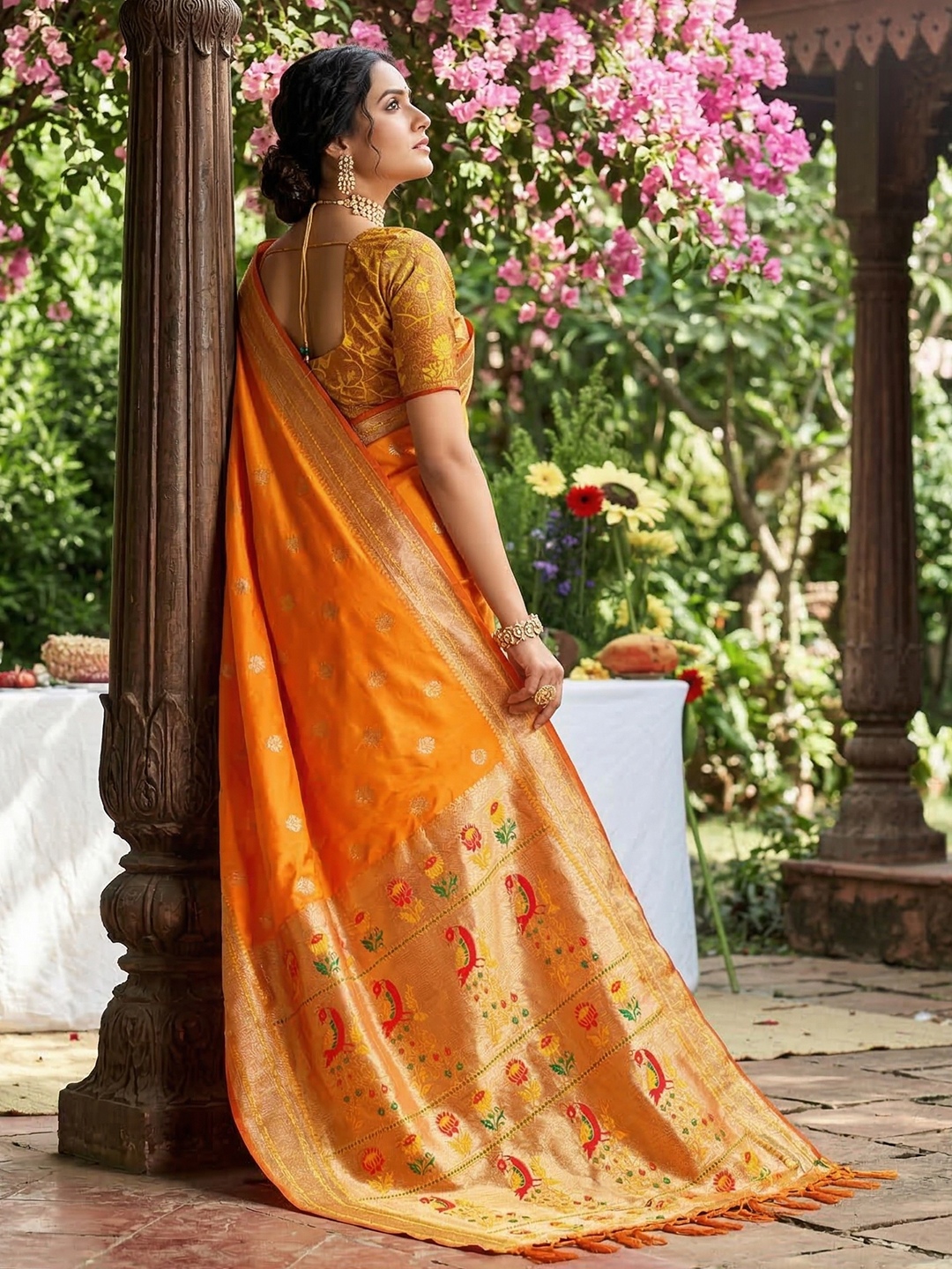Yellow Woven Soft Silk Saree